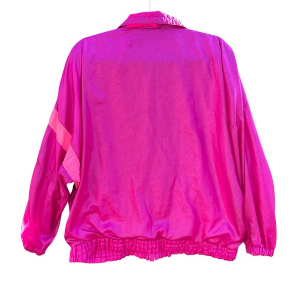 Vibrant Pink Bomber Jacket with Black Accents - Picture 2 of 7